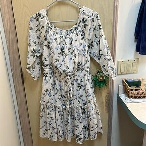 White floral Ryan Michelle dress, size medium